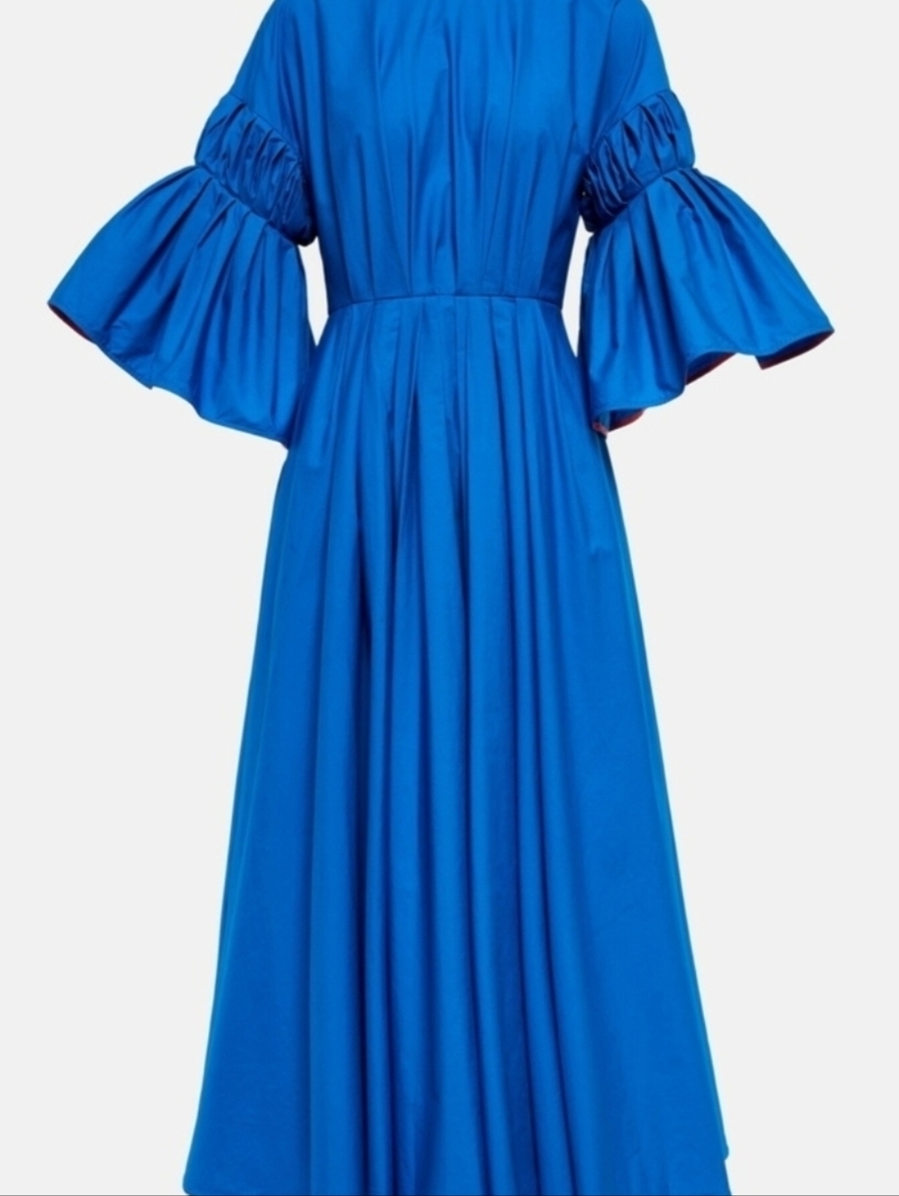 Roksanda Cobalt Blue Pleated w/ Pink Trim | N Bell-Sleeve NWT Midi Dress Size 4 - Picture 5 of 16
